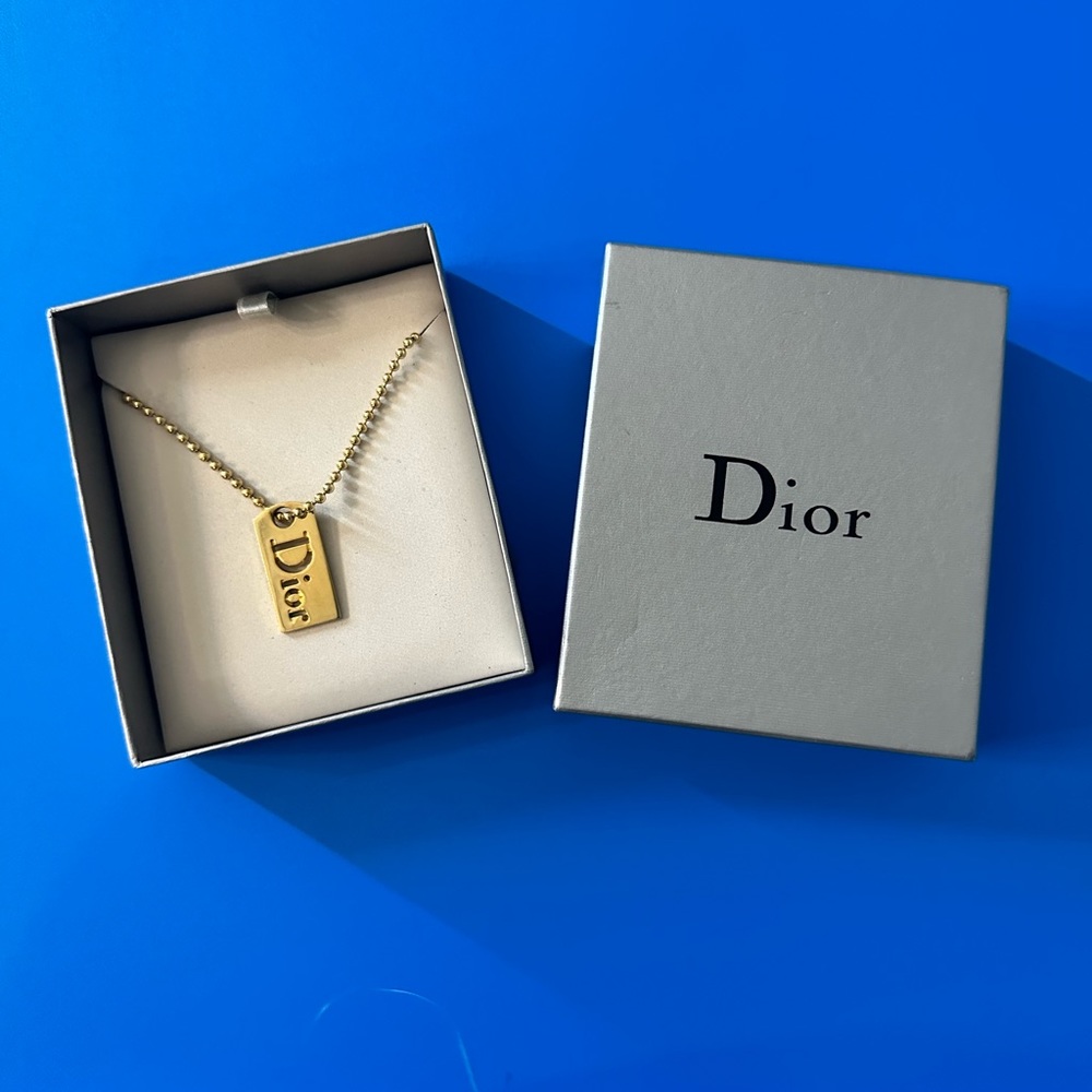 Dior Vintage Gold Label Necklace